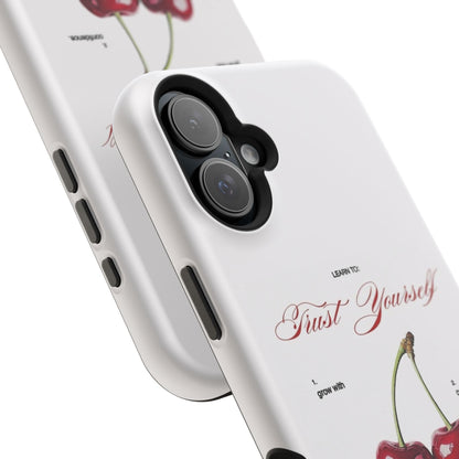 Magnetic IPhone Cases, Motivational Cherry Graphic, Fashionable Feminine Gift Idea, Durable Impact-Resistant, Fashion Accessory,
