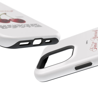Magnetic IPhone Cases, Motivational Cherry Graphic, Fashionable Feminine Gift Idea, Durable Impact-Resistant, Fashion Accessory,