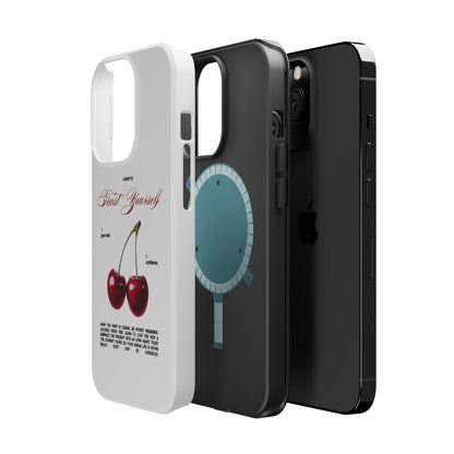 Magnetic IPhone Cases, Motivational Cherry Graphic, Fashionable Feminine Gift Idea, Durable Impact-Resistant, Fashion Accessory,