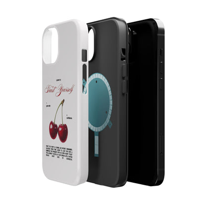 Magnetic IPhone Cases, Motivational Cherry Graphic, Fashionable Feminine Gift Idea, Durable Impact-Resistant, Fashion Accessory,