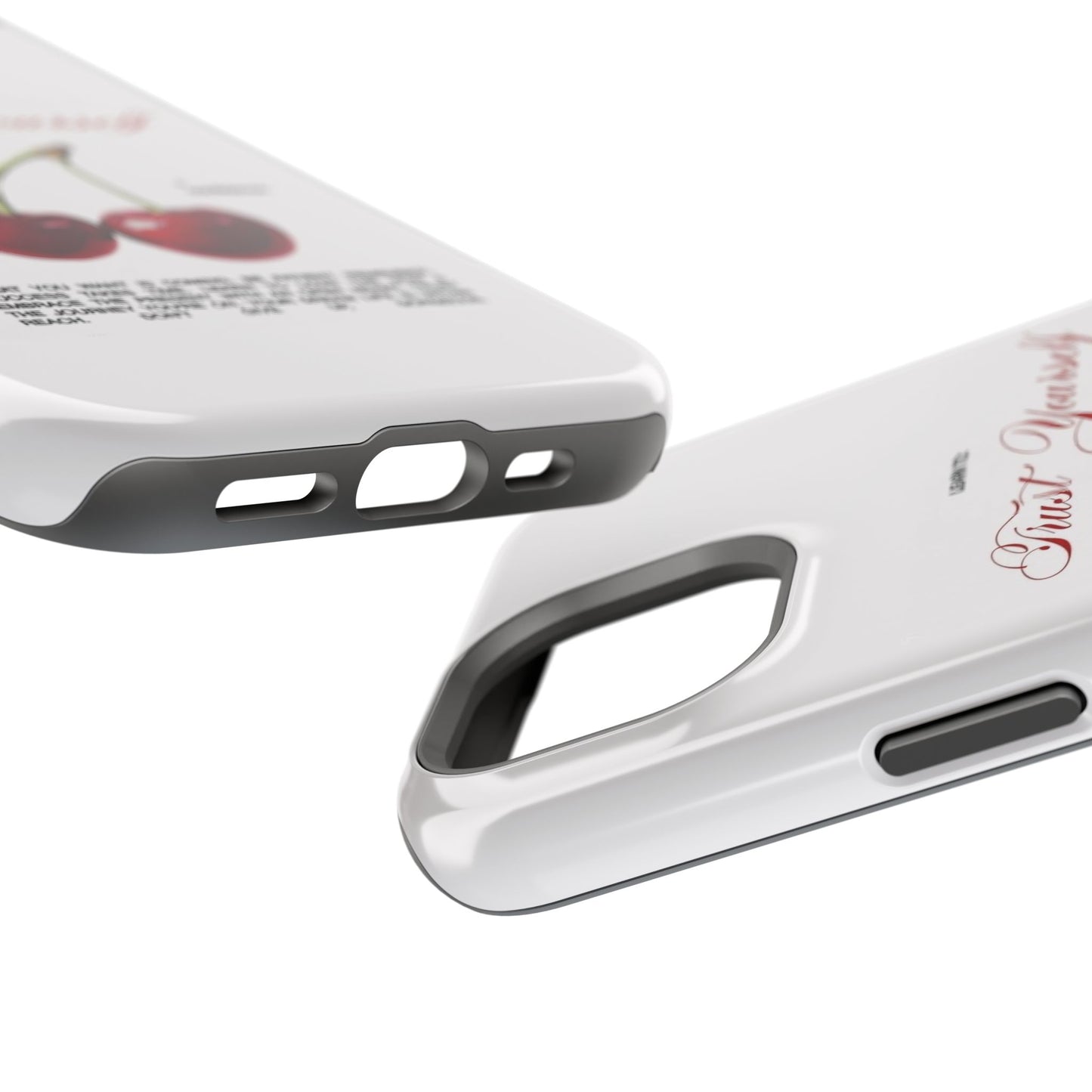 Magnetic IPhone Cases, Motivational Cherry Graphic, Fashionable Feminine Gift Idea, Durable Impact-Resistant, Fashion Accessory,