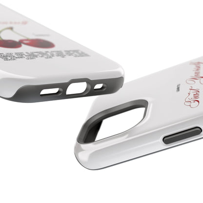 Magnetic IPhone Cases, Motivational Cherry Graphic, Fashionable Feminine Gift Idea, Durable Impact-Resistant, Fashion Accessory,