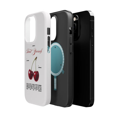 Magnetic IPhone Cases, Motivational Cherry Graphic, Fashionable Feminine Gift Idea, Durable Impact-Resistant, Fashion Accessory,